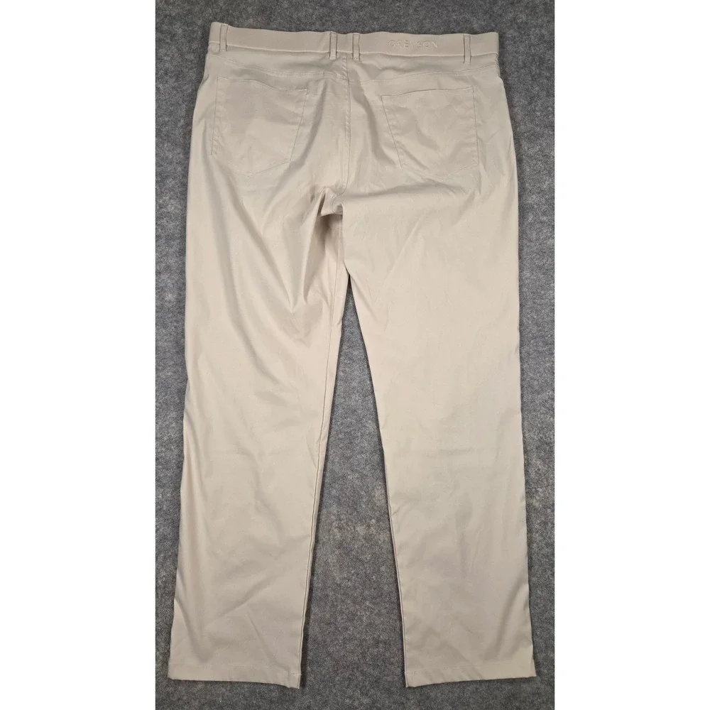 Greyson Golf Pants Mens 40x32 Beige Performance Five Pocket Trousers